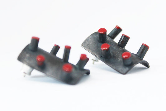 Unique statement silver spike earrings / StrawBerryBerry collection