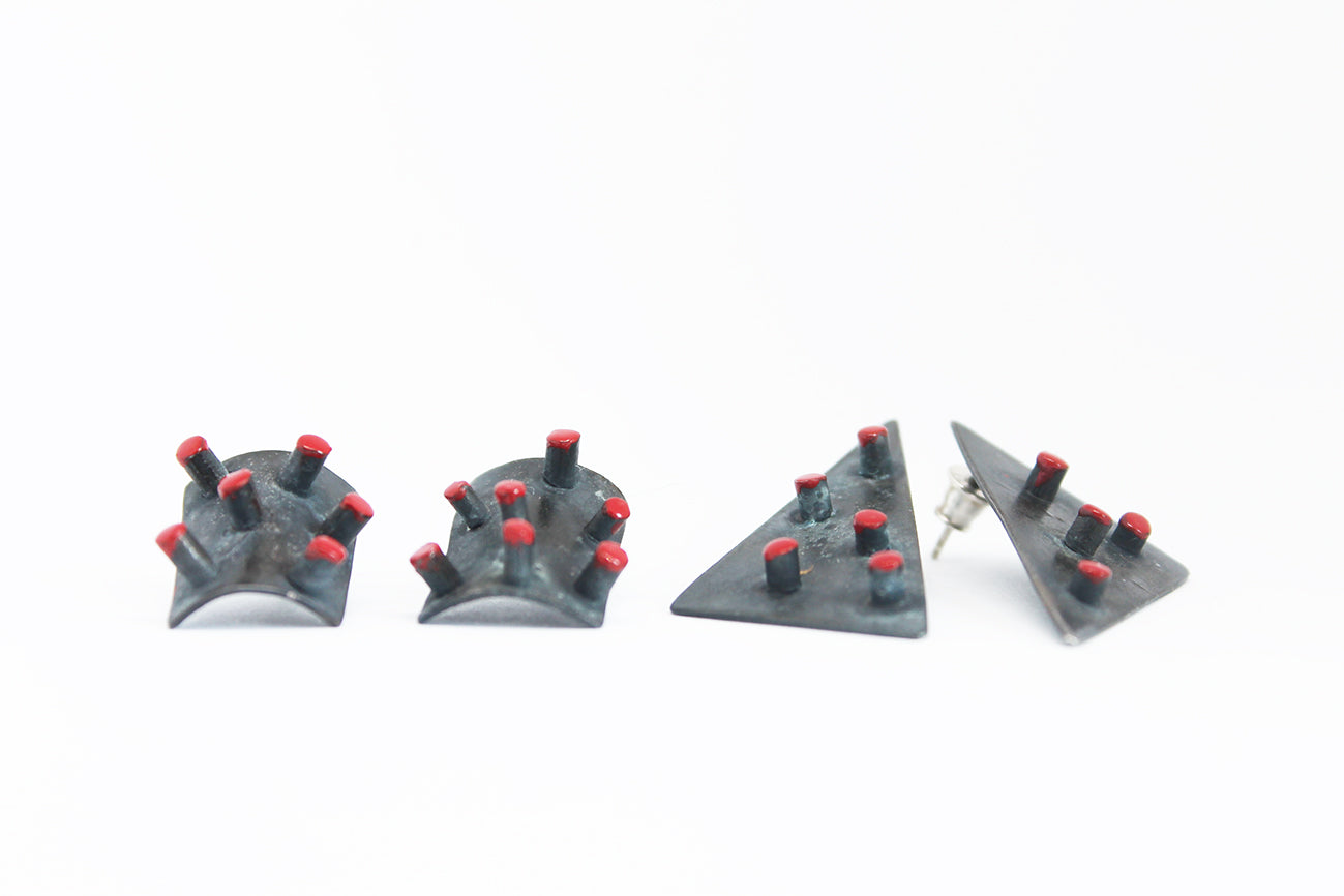 Bold edgy silver earrings / TriAngle