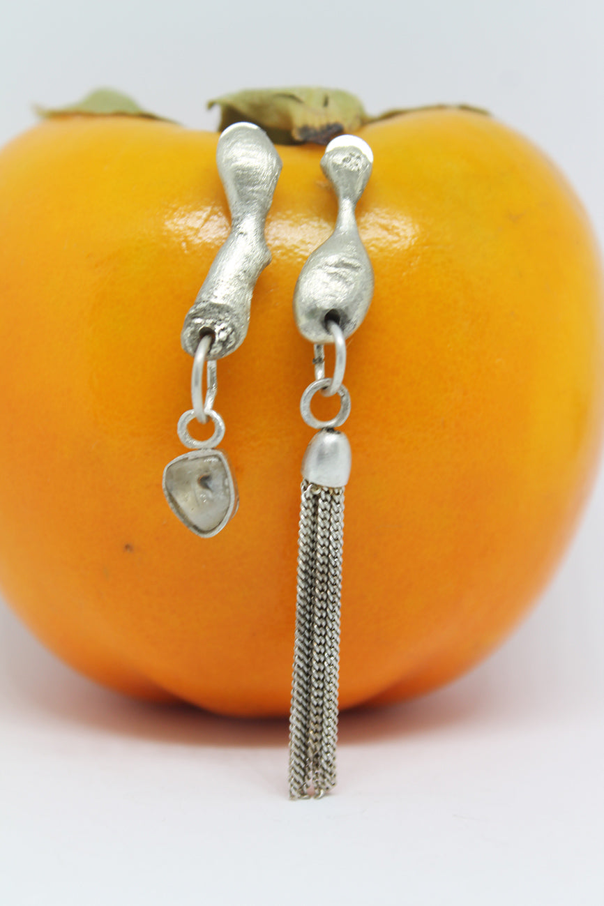 DisOrder * Mismatched mixed metal earrings / white, green or black