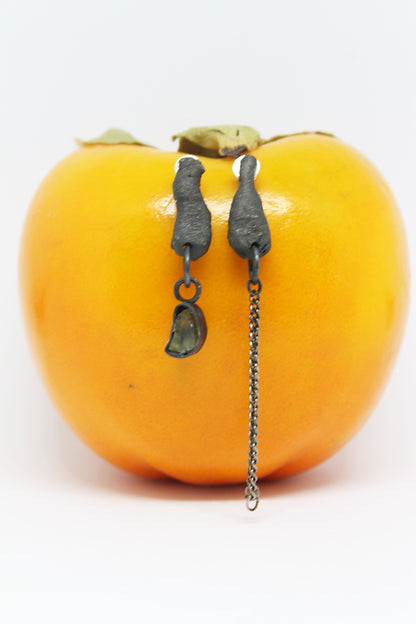 DisOrder * Mismatched mixed metal earrings / white, green or black