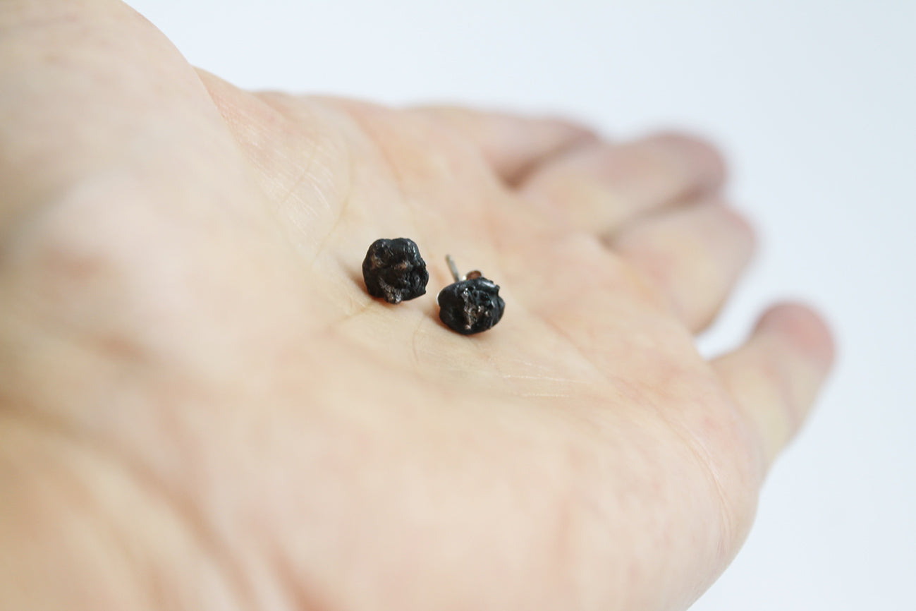 Black silver mismatched earrings / bigger or small