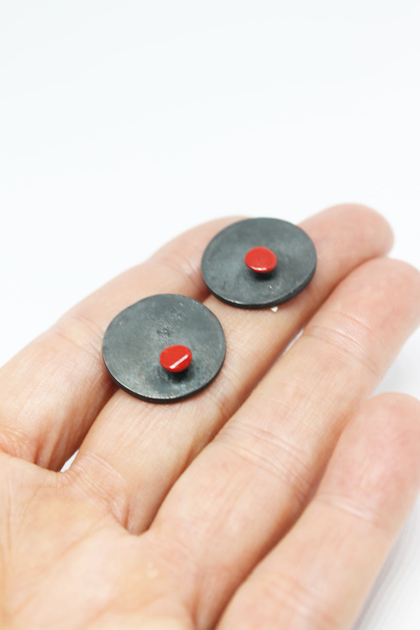 Unique bold silver earrings / Cicke