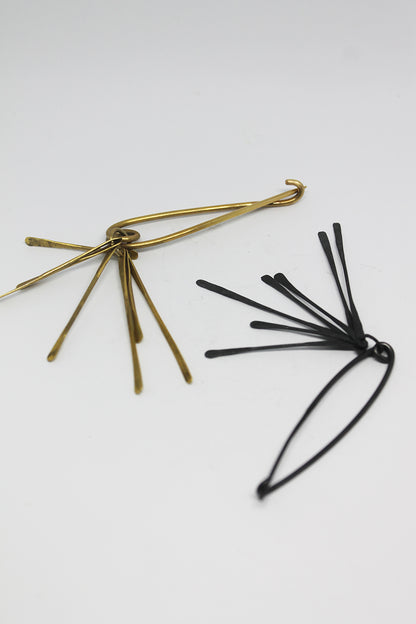 Bold modular silver brooch pin / Black or white