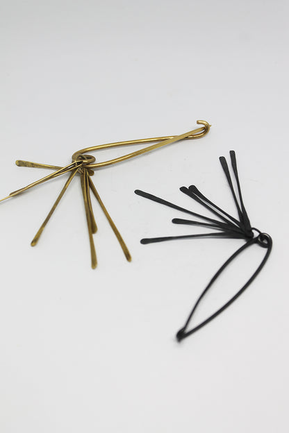 Bold modular silver brooch pin / Black or white