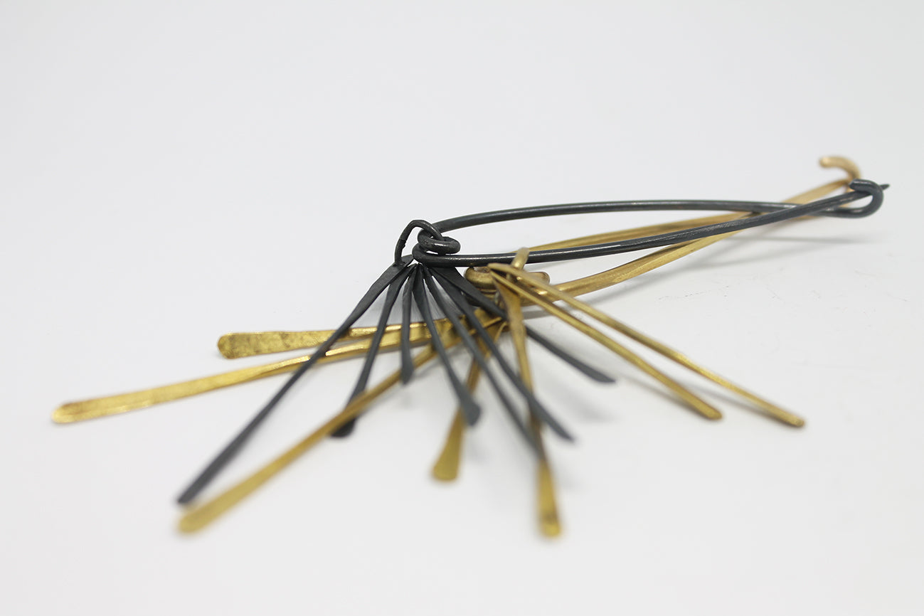 Bold modular silver brooch pin / Black or white