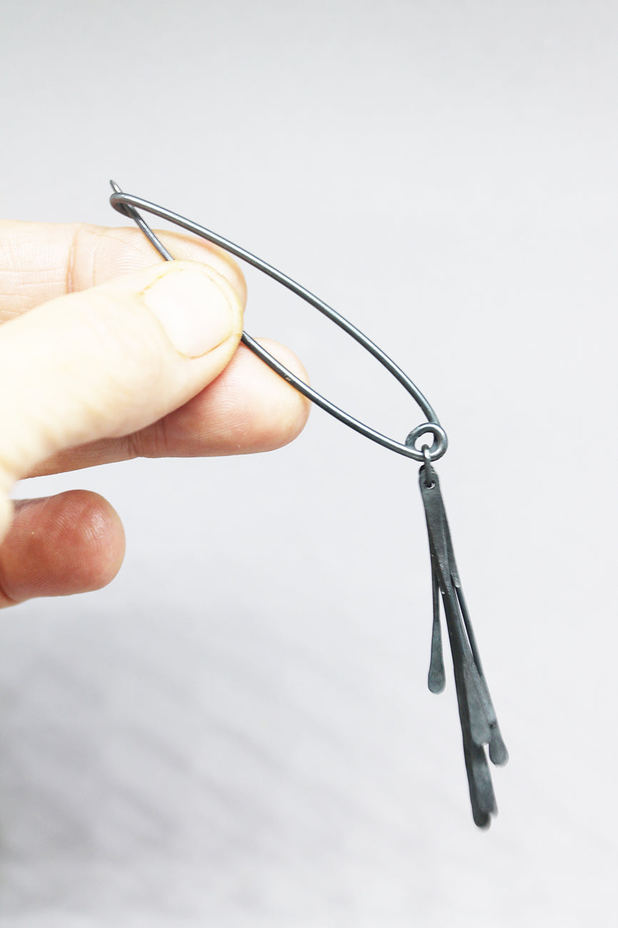 Bold modular silver brooch pin / Black or white