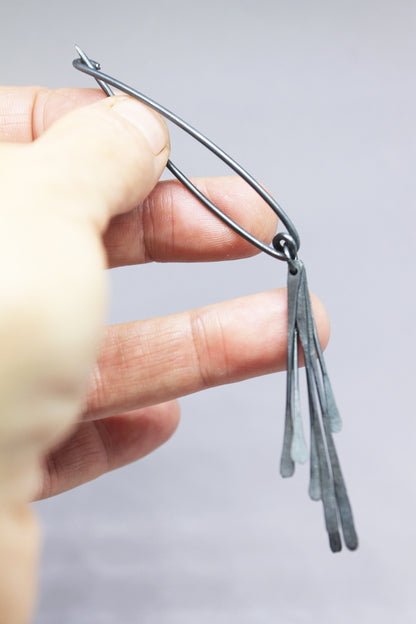 Bold modular silver brooch pin / Black or white