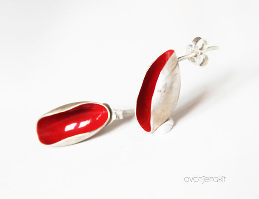 Silver shell Earrings / Red, Blue, White, Sprayed or Black Silver