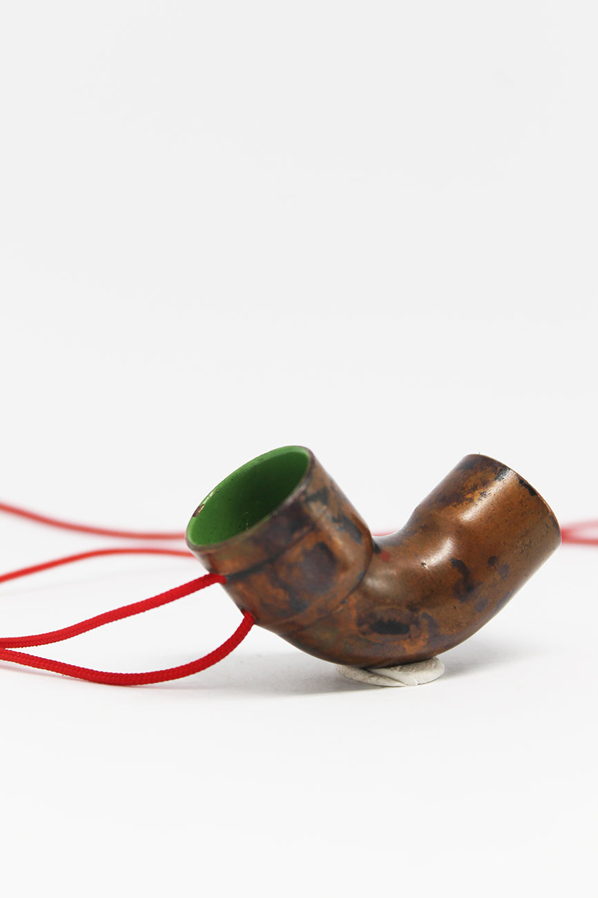 Recycled copper tube minimal pendant necklace / white or green