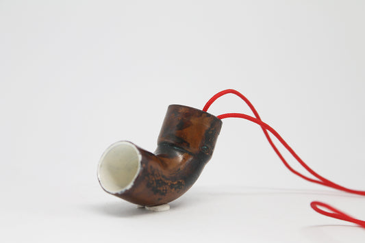 Recycled copper tube minimal pendant necklace / white or green