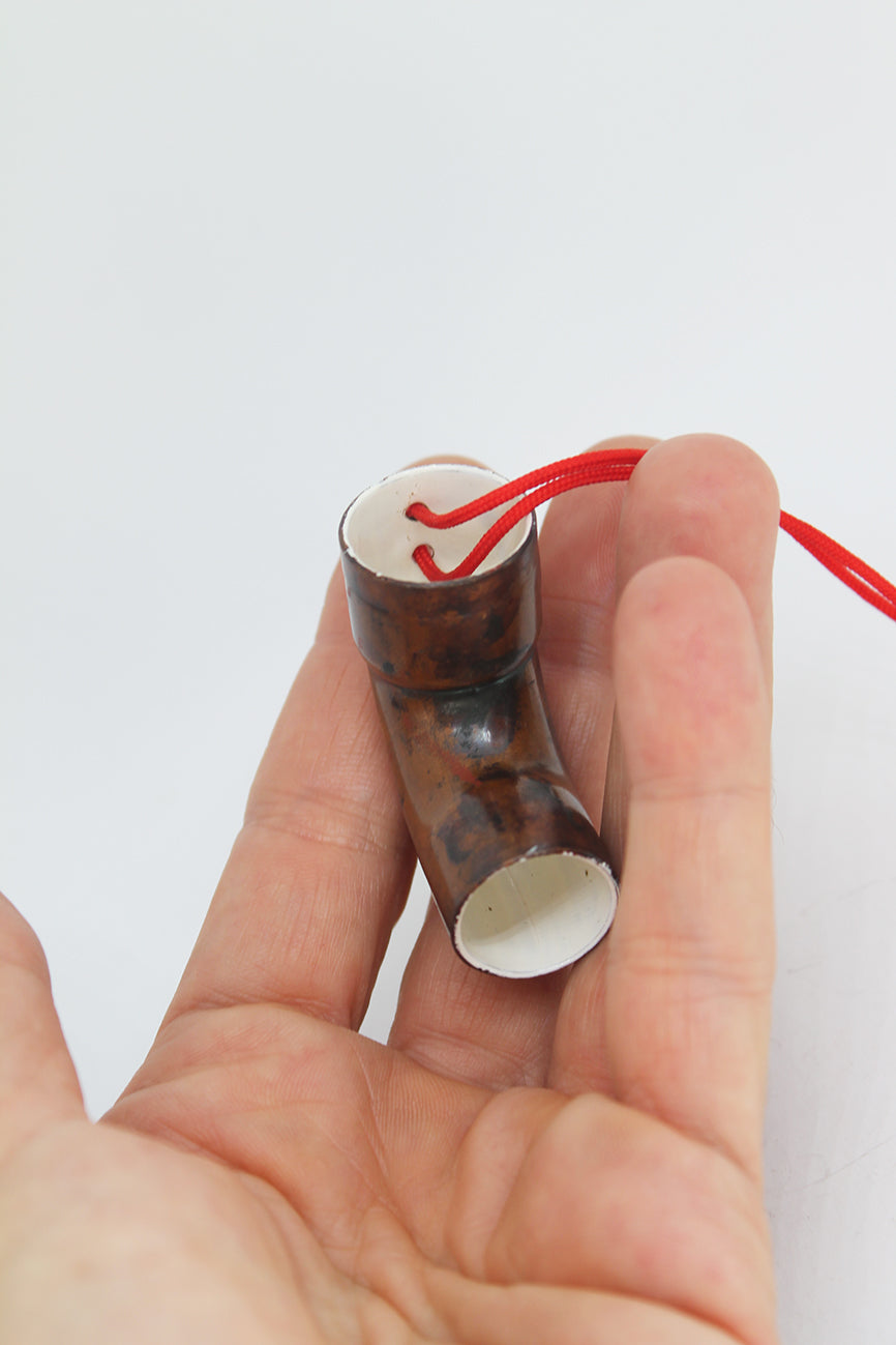 Recycled copper tube minimal pendant necklace / white or green