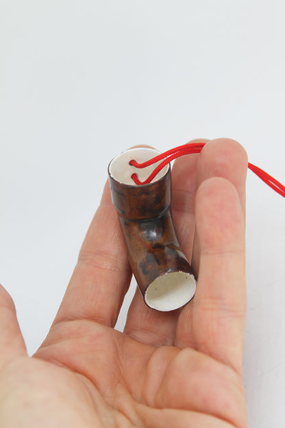 Recycled copper tube minimal pendant necklace / white or green