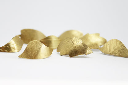 Unique mixed metal leafs earrings / different shapes