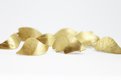 Unique mixed metal leafs earrings / different shapes