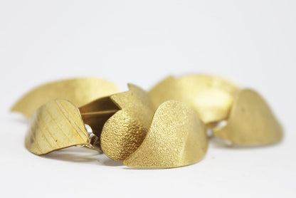 Unique mixed metal leafs earrings / different shapes