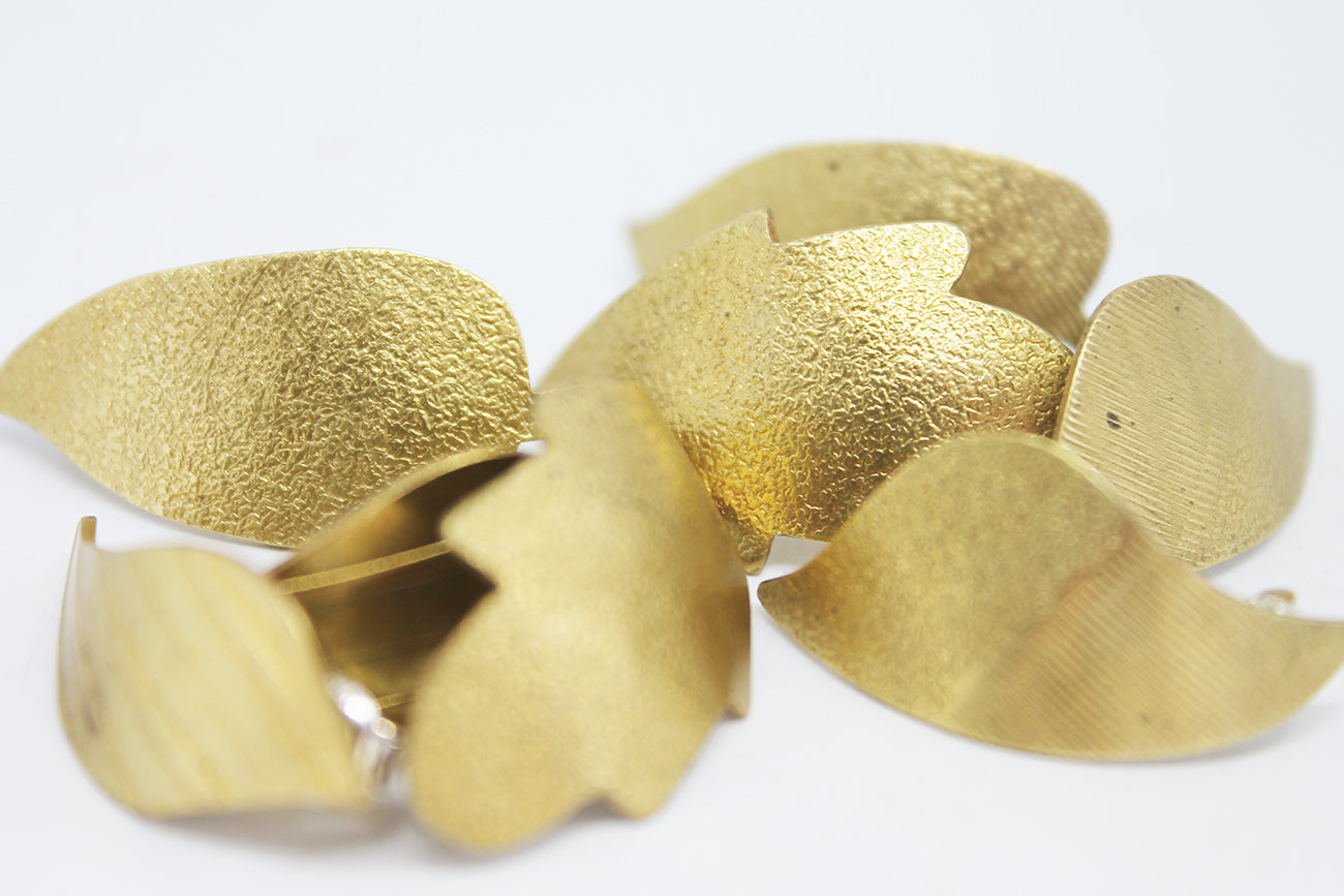 Unique mixed metal leafs earrings / different shapes