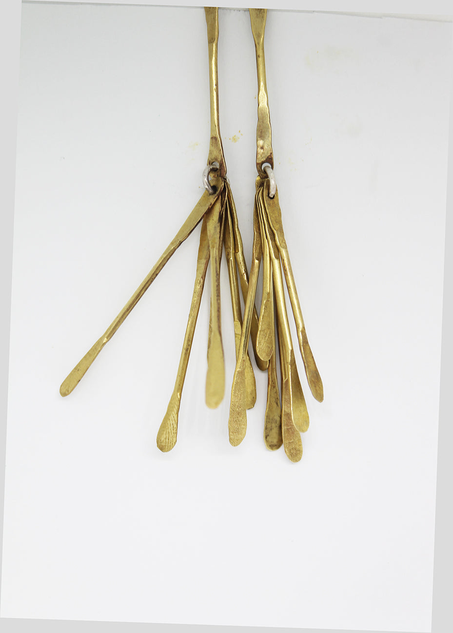 Long light silver dangle earrings / White or Black silver  +  Brass ✻