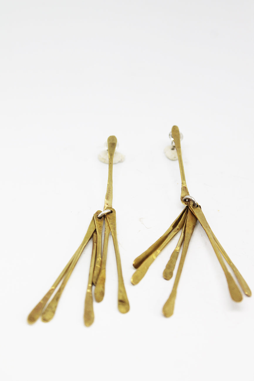 Long light silver dangle earrings / White or Black silver  +  Brass ✻