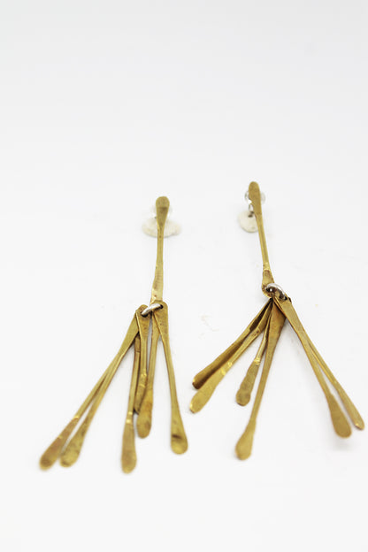 Long light silver dangle earrings / White or Black silver  +  Brass ✻