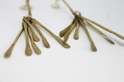 Long light silver dangle earrings / White or Black silver  +  Brass ✻