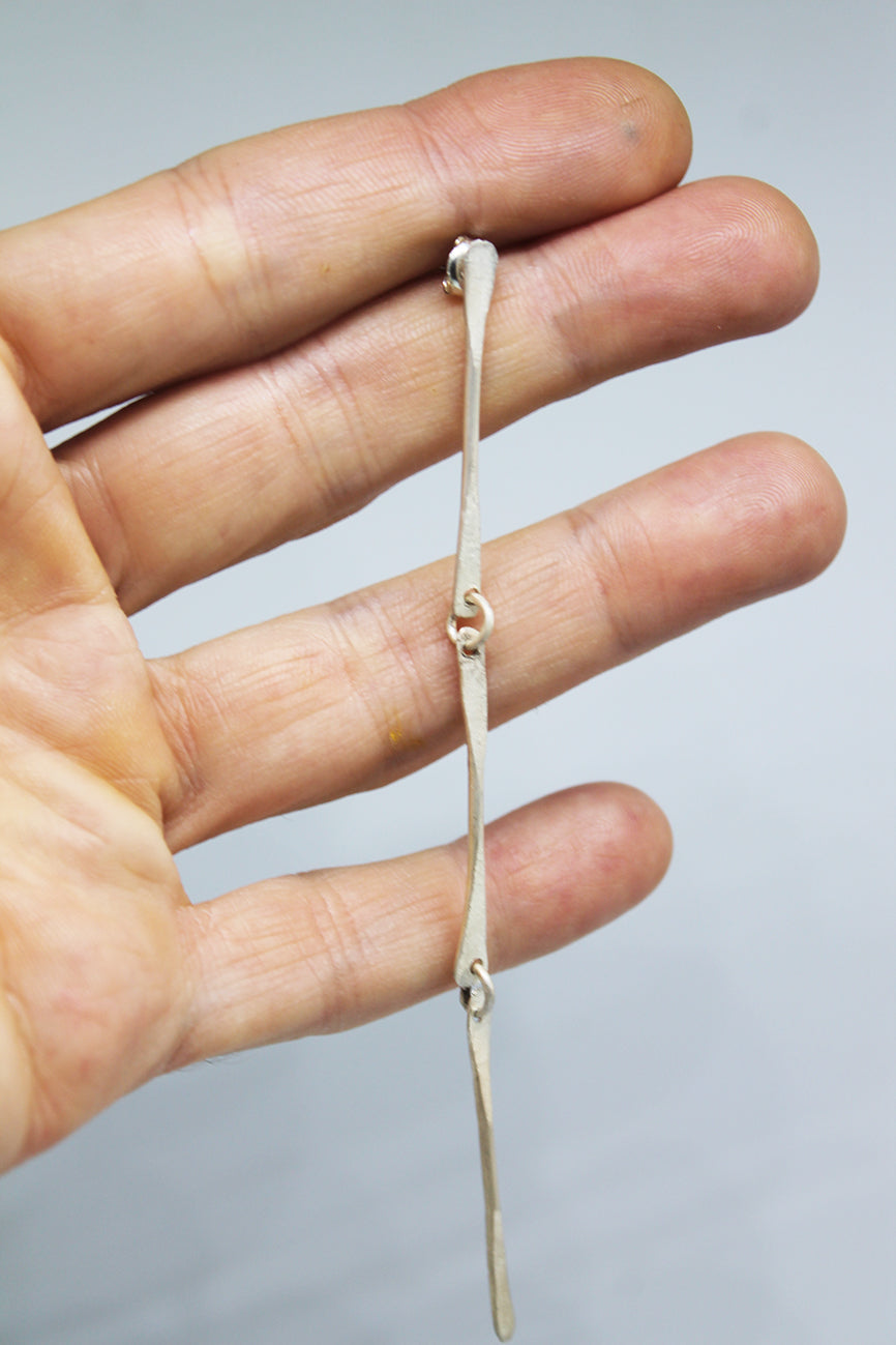 Long elegant white silver earrings / 2 or 1