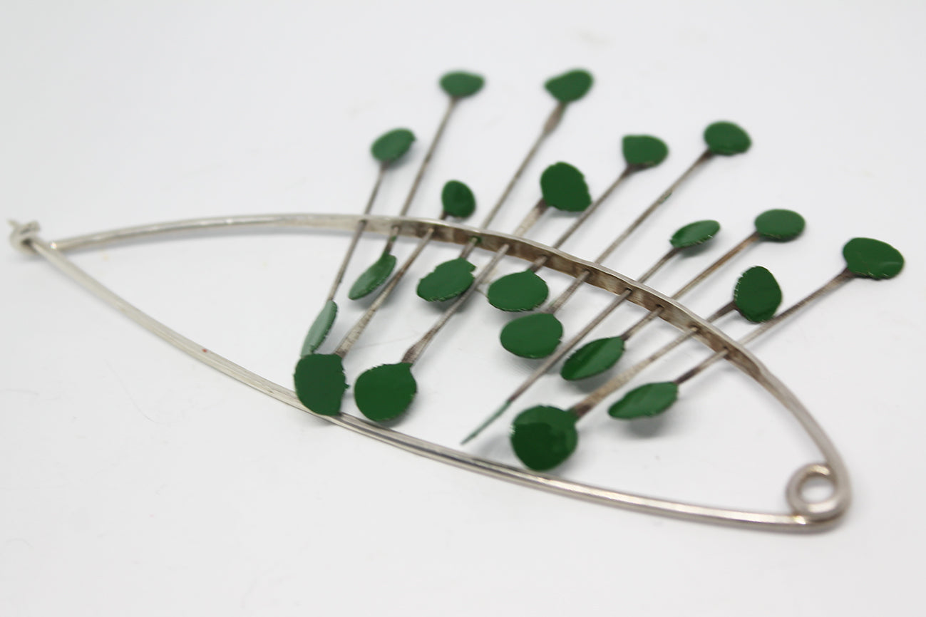 Big Bold Statement Silver Pin Brooch / Red, Blue or Green