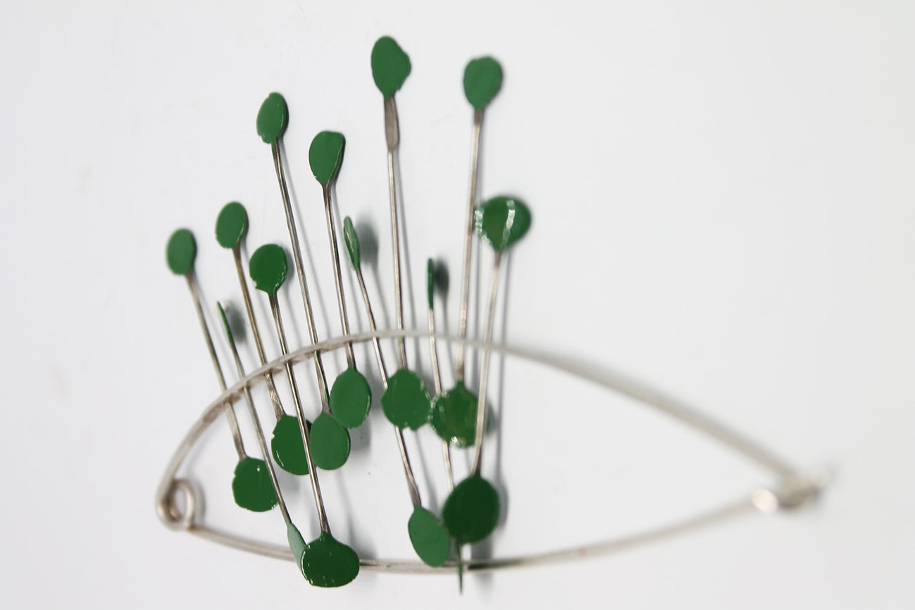 Big Bold Statement Silver Pin Brooch / Red, Blue or Green