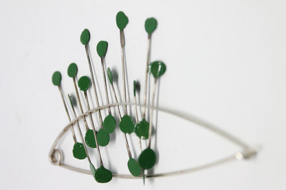 Big Bold Statement Silver Pin Brooch / Red, Blue or Green