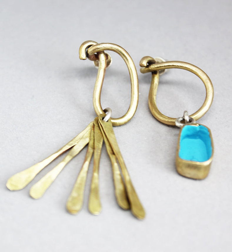 Mismatched mixed metal bold earrings - Zapetljanac vol.1
