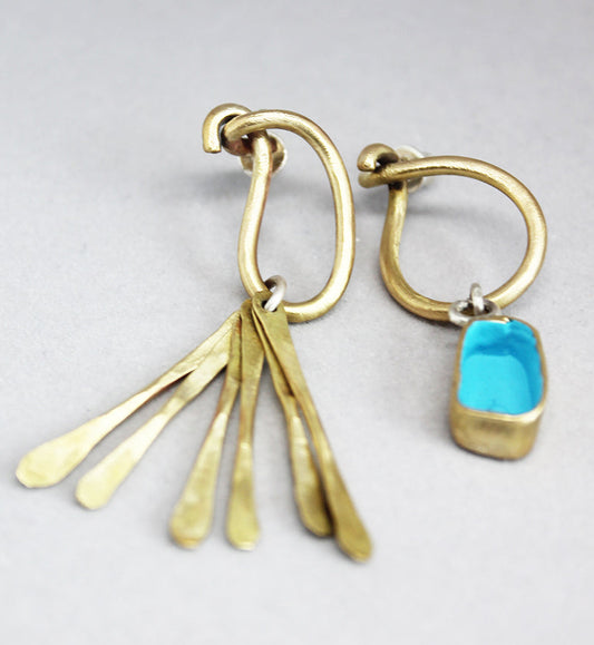 Mismatched mixed metal bold earrings - Zapetljanac vol.1