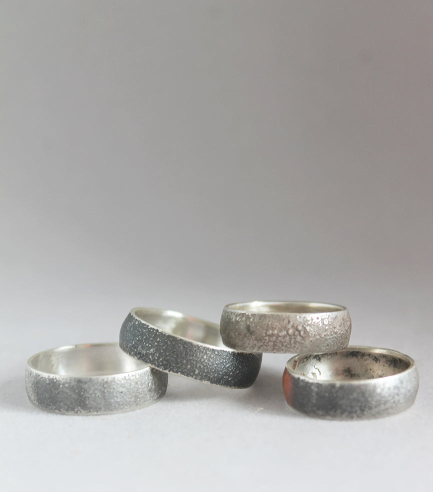 Unisex black silver ring