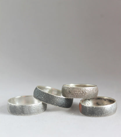 Unisex black silver ring