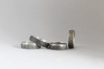 Unisex black silver ring
