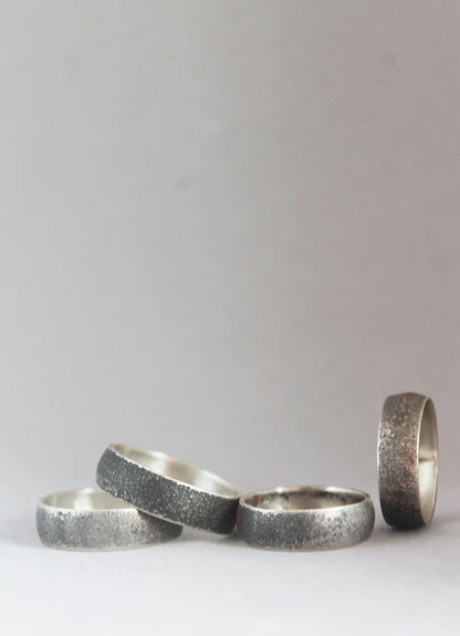 Unisex black silver ring