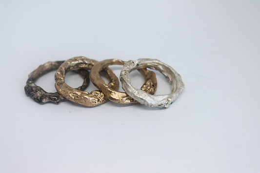 Unique black silver unisex ring
