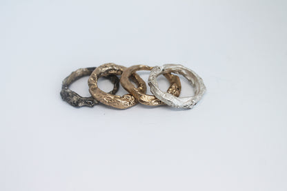 Unique black silver unisex ring