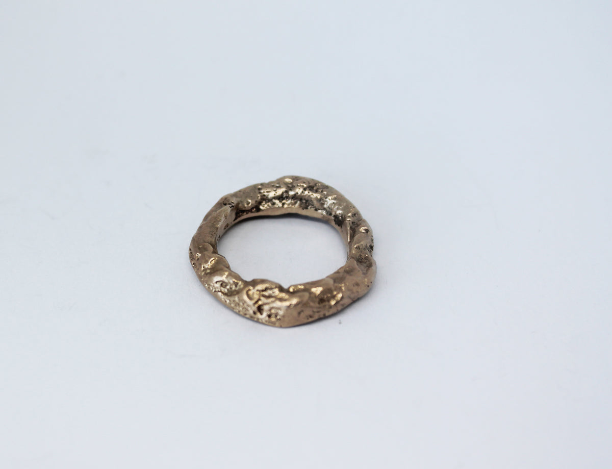 Unique artsy rings sandcasted in bronze