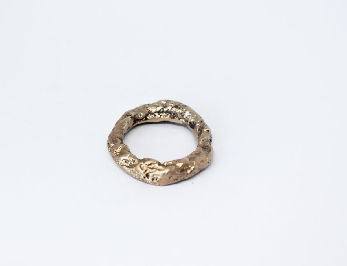 Unique artsy ring sand cast in bronze