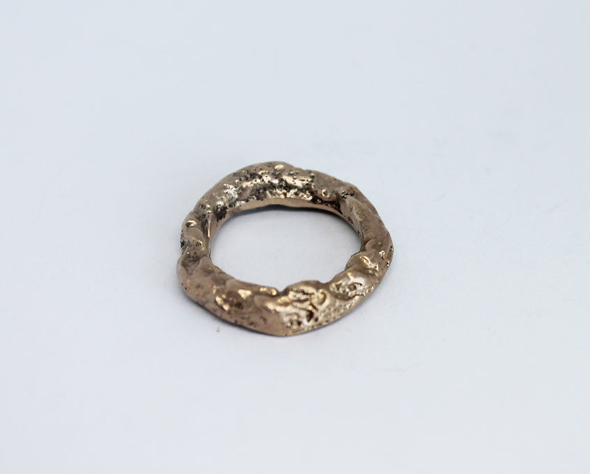 Unique artsy rings sandcasted in bronze