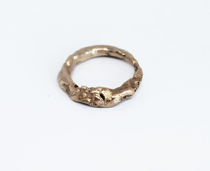 Unique artsy rings sandcasted in bronze