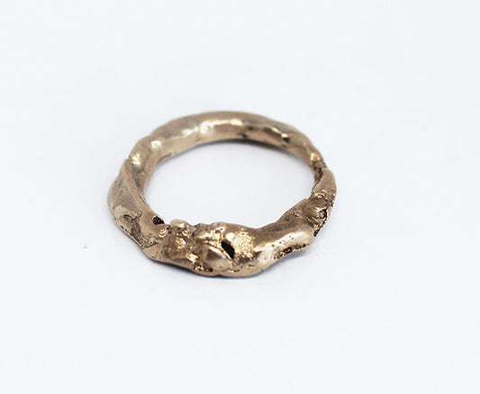 Unique artsy ring sandcast in bronze