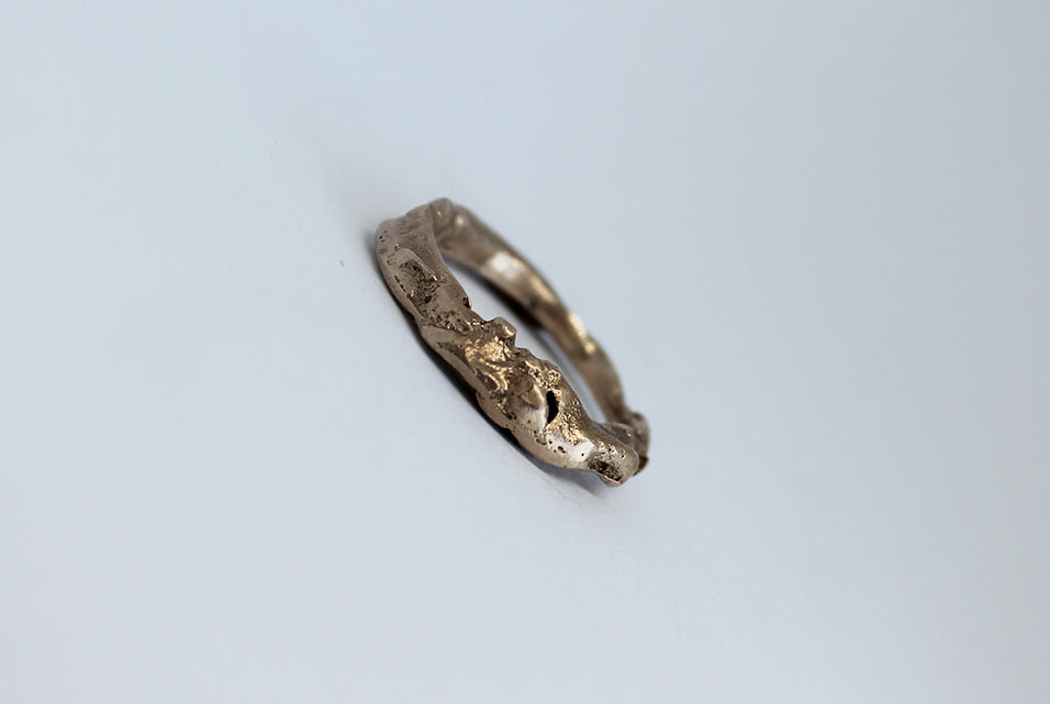 Unique artsy ring sandcast in bronze