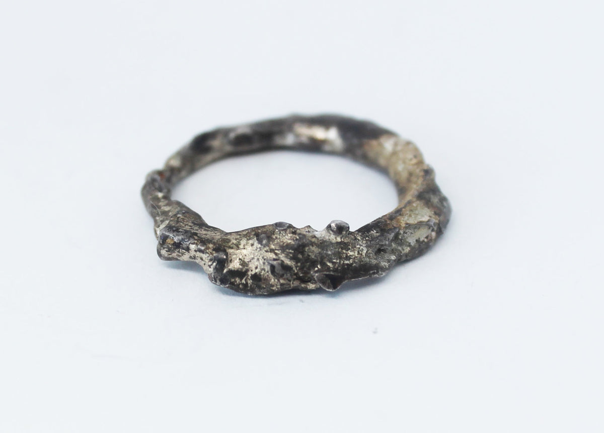 Unique black silver unisex ring