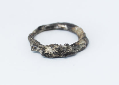 Unique black silver unisex ring