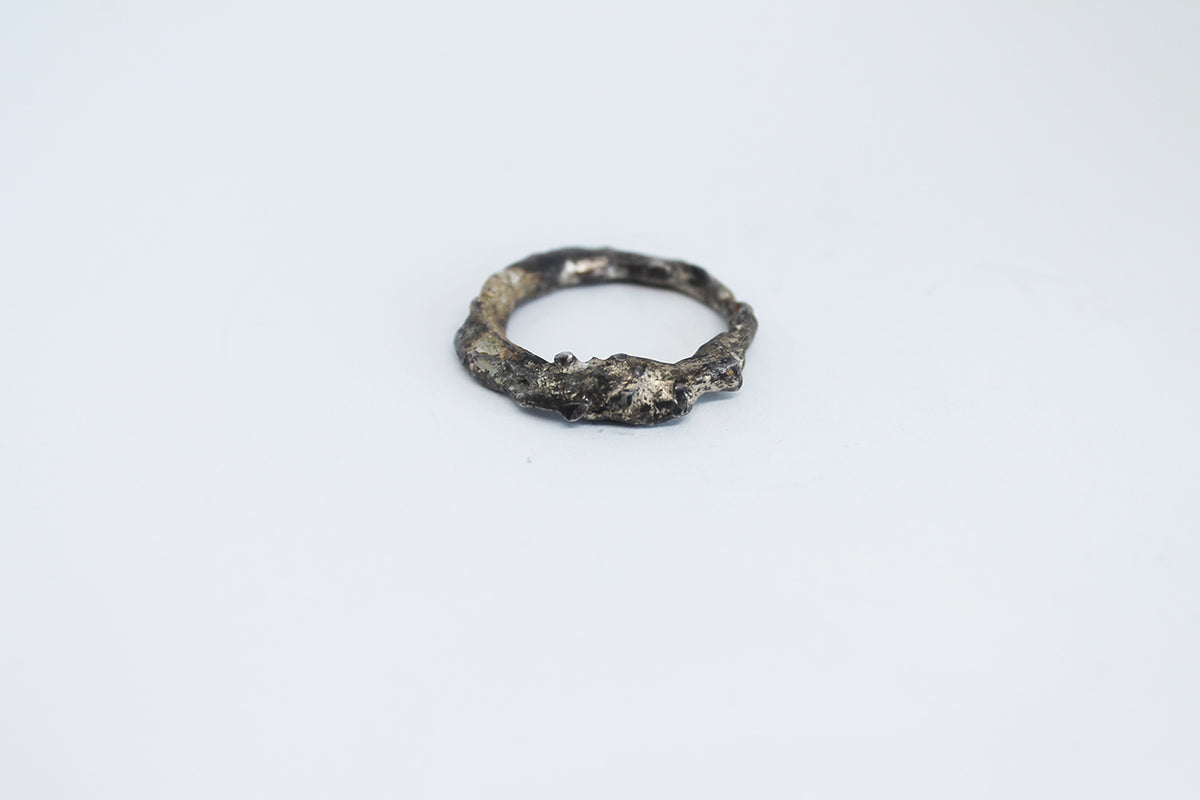 Unique black silver unisex ring