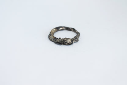 Unique black silver unisex ring