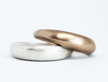 Elegant sandcast unique rings / Sterling silver + bronze