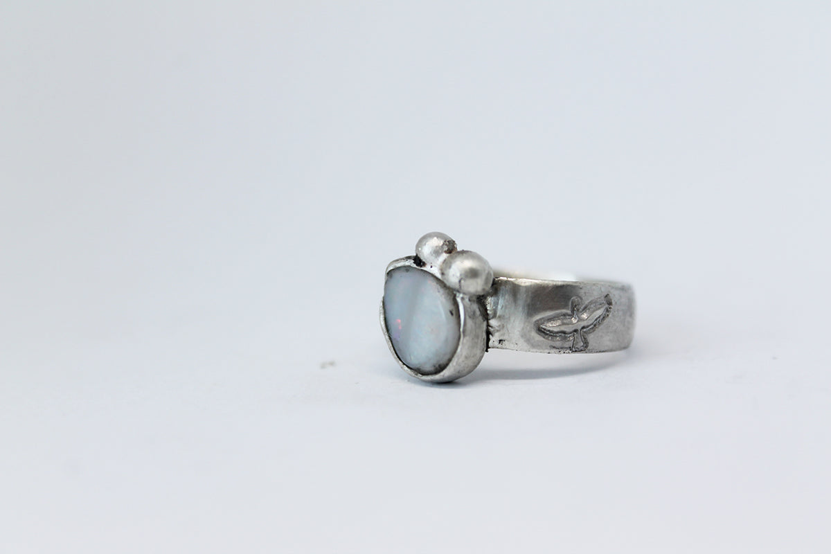 Unique silver ring / Australian opal