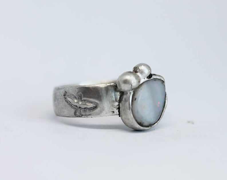 Unique silver ring / Australian opal