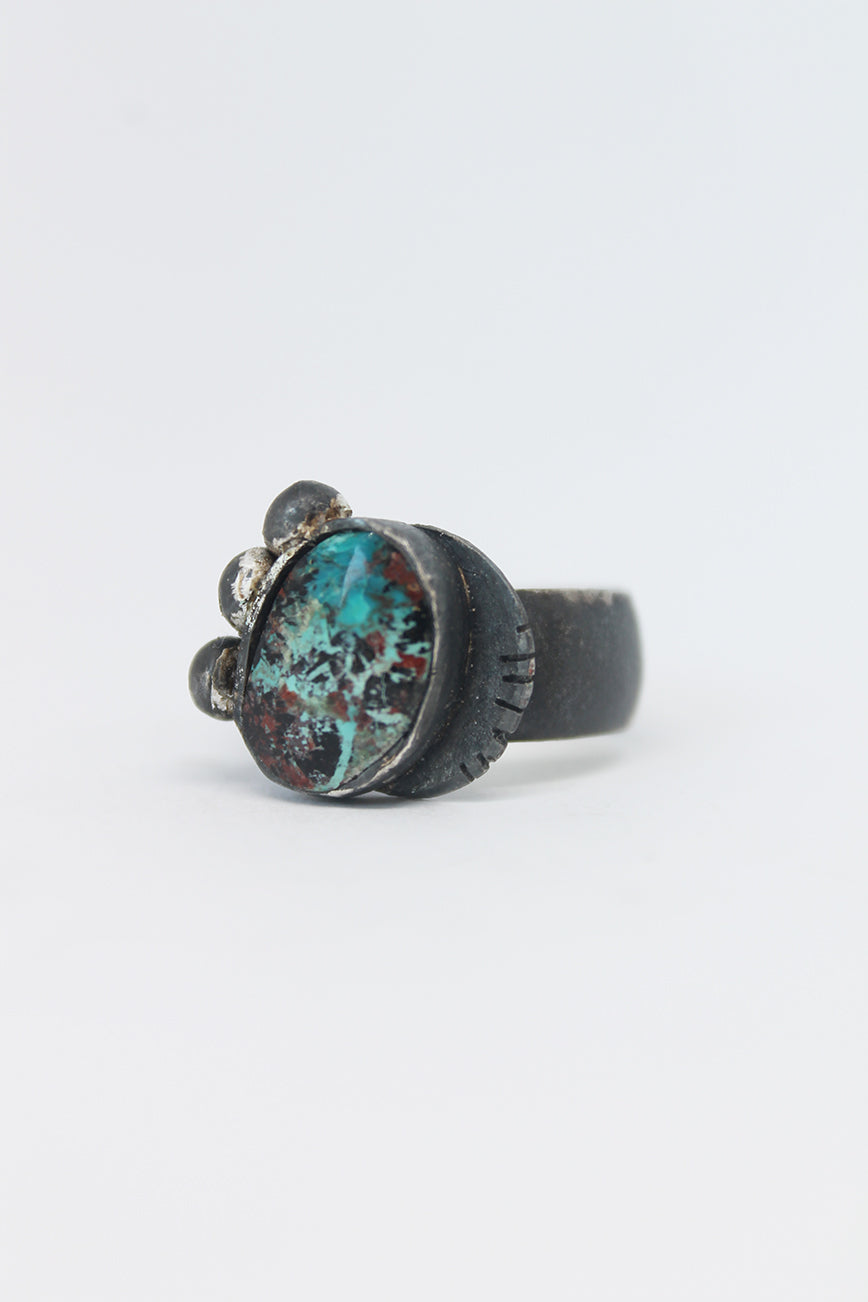 Black silver unique ring / Australian turquoise